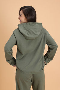 Zivame Knit Cotton Hoodie - Four Leaf Clover — thumbnail 4